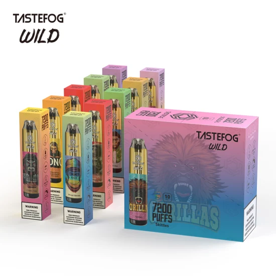 Venda quente Tastefog Wild 7200 Puffs Vape Crystal Tank descartável com luz RGB